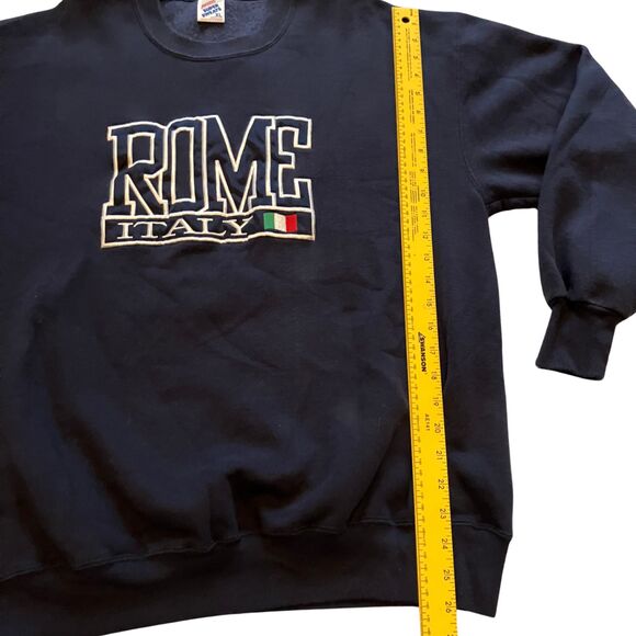 VTG Jerzees Super sweats XL Rome Italy Embroidered Dark Blue Crewneck Sweatshirt - Picture 7 of 8